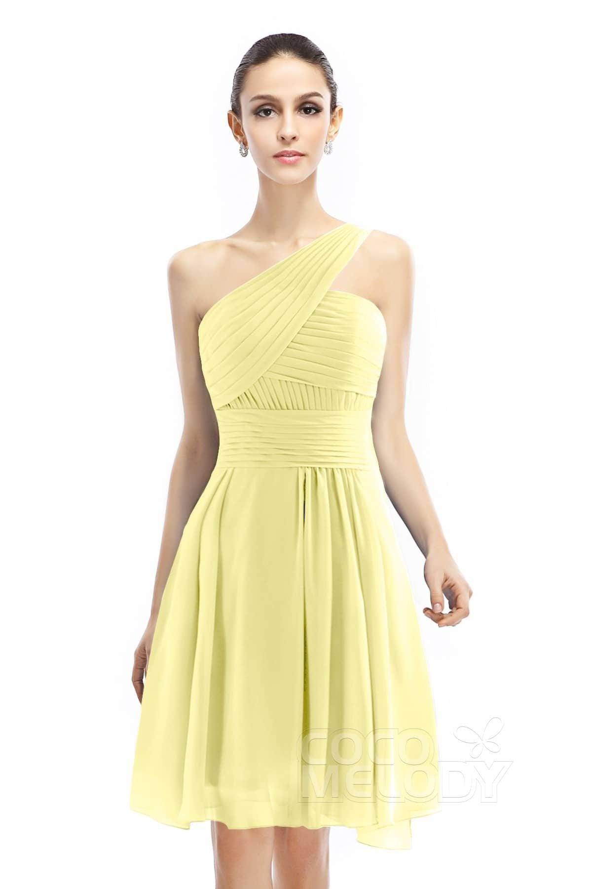 A-Line Knee Length Chiffon Bridesmaid Dress COZK1401C - COCOMELODY